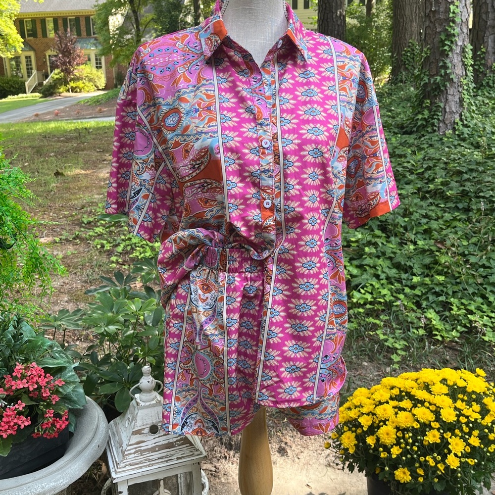 SHEIN Kimono Short Set, Tropical 🌴 Print, Medium, Excellent Condition 💖